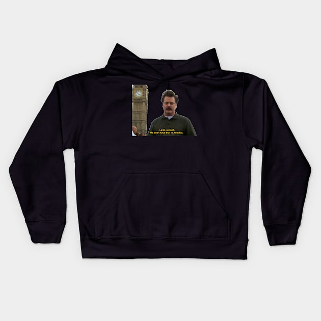 Ron Swanson - Big Ben Kids Hoodie by thgsunset